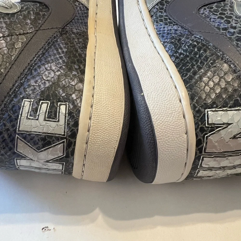 Nike High-Top Sneakers in Gray and Black with Snakeskin Texture